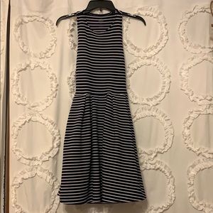 Navy and white striped skater dress